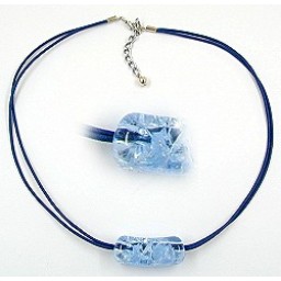 necklace beads aqua-blue silver