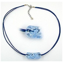 necklace beads aqua-blue silver