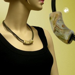 necklace tube flat curved beige-olive 50cm