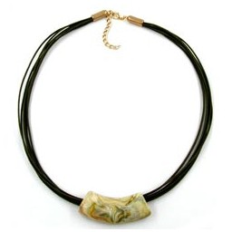 necklace tube flat curved beige-olive 50cm