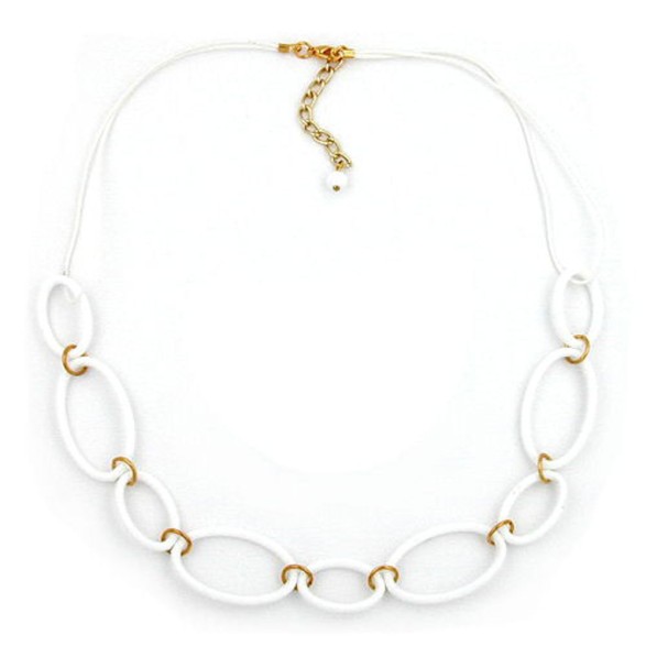 necklace oval rings white 50cm