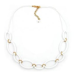 necklace oval rings white 50cm