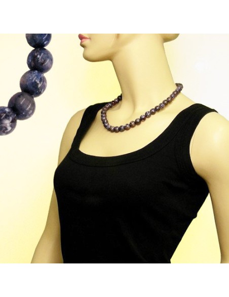 necklace beads 12mm grey-lilac