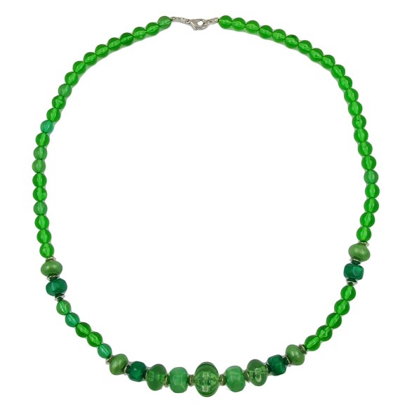 necklace beads green 60cm