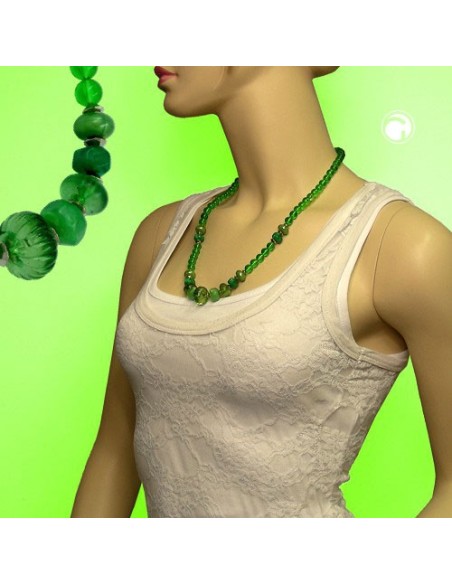 necklace beads green 60cm