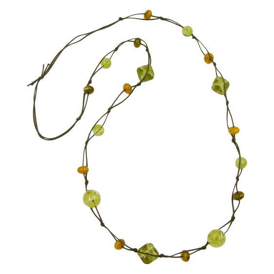 necklace beads olive-crash 110cm