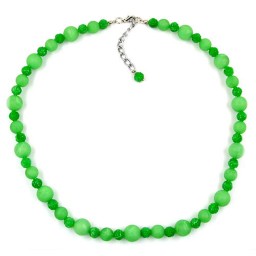 necklace flower bead green silver