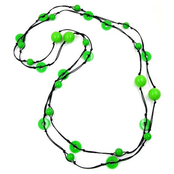 necklace beads and rings green 190cm