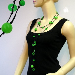 necklace beads and rings green 190cm