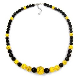 necklace beads yellow-black 53cm