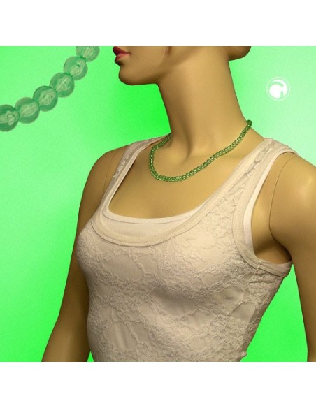 necklace beads 6mm green/transparent