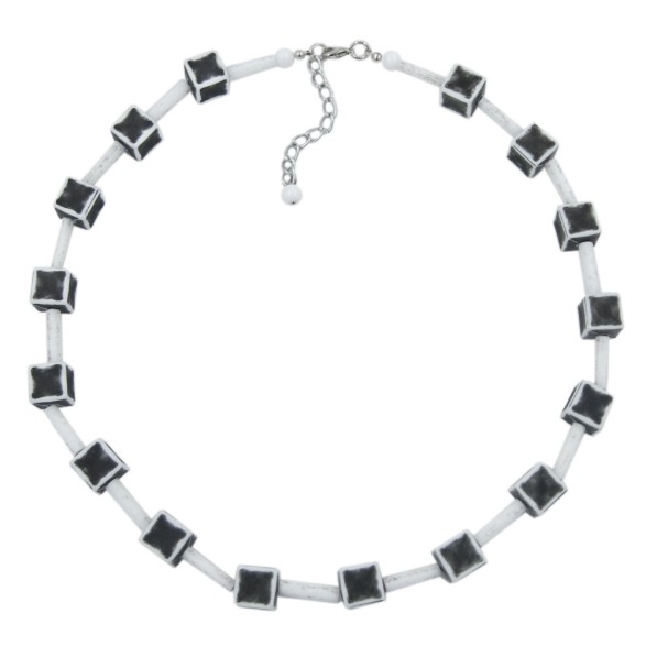 necklace dice 10mm black-white-grey 45cm