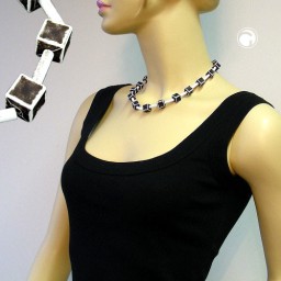 necklace dice 10mm black-white-grey 45cm