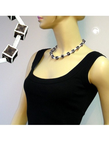 necklace dice 10mm black-white-grey 45cm