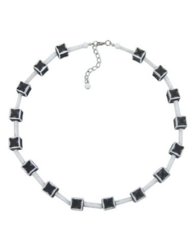 necklace dice 10mm black-white-grey 45cm