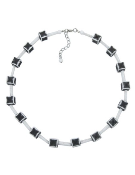 necklace dice 10mm black-white-grey 45cm