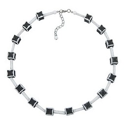 necklace dice 10mm black-white-grey 45cm