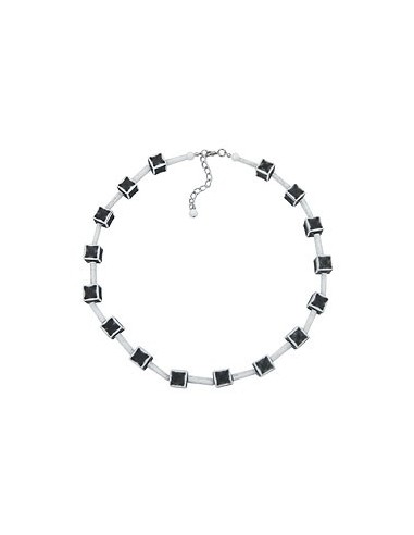 necklace dice 10mm black-white-grey 45cm