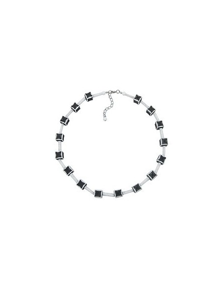 necklace dice 10mm black-white-grey 45cm