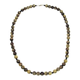 necklace beads 8mm olive green/ grey marbled