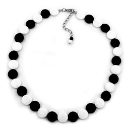 necklace round disks 13mm black/ white