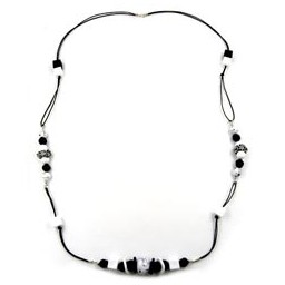 necklace beads cubes black-white 98cm