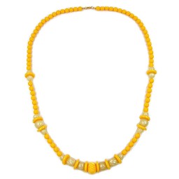 necklace engraved bead yellow 75cm