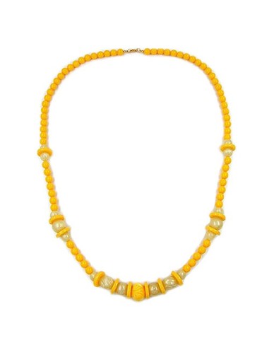 necklace engraved bead yellow 75cm