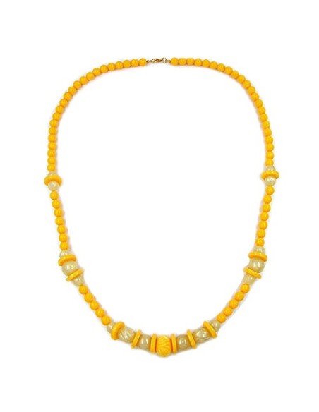necklace engraved bead yellow 75cm