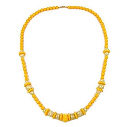 necklace engraved bead yellow 75cm