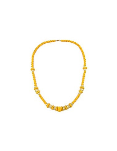 necklace engraved bead yellow 75cm