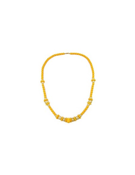 necklace engraved bead yellow 75cm