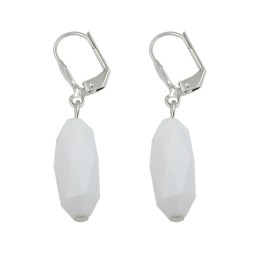 leverback earrings olive shaped white
