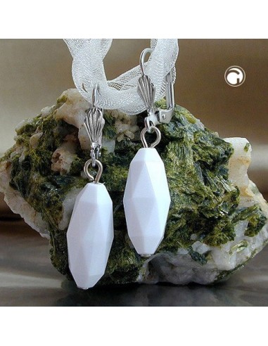 leverback earrings olive shaped white