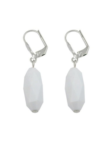 leverback earrings olive shaped white