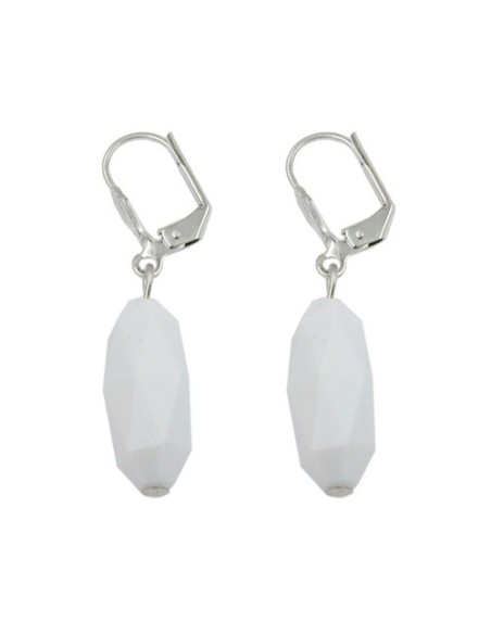 leverback earrings olive shaped white