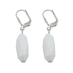leverback earrings olive shaped white