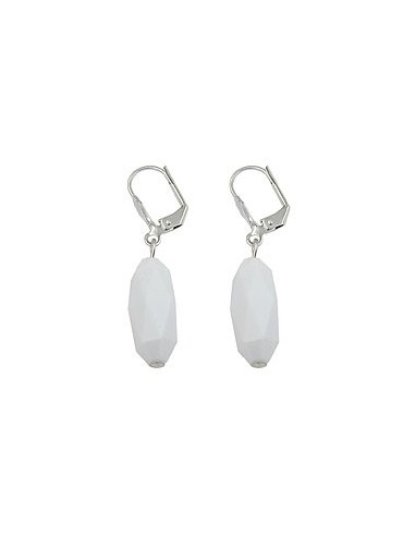 leverback earrings olive shaped white