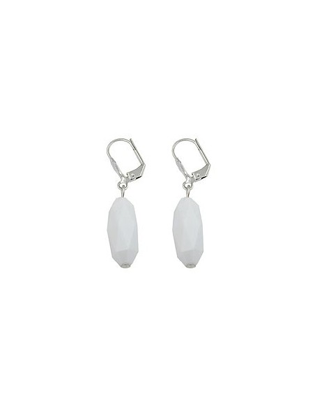 leverback earrings olive shaped white