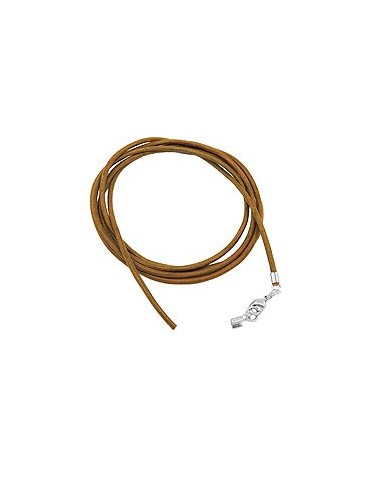 leather strap round cord cowhide 2mm olive green khaki colored with 1x clasp silver colored ca. 1m