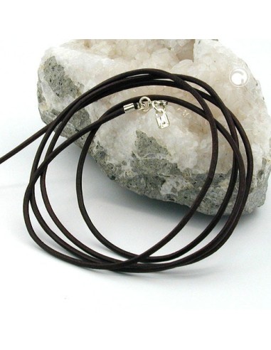 leather strap round cord cowhide 2mm brown colored with 1x clasp silver colored ca. 1m