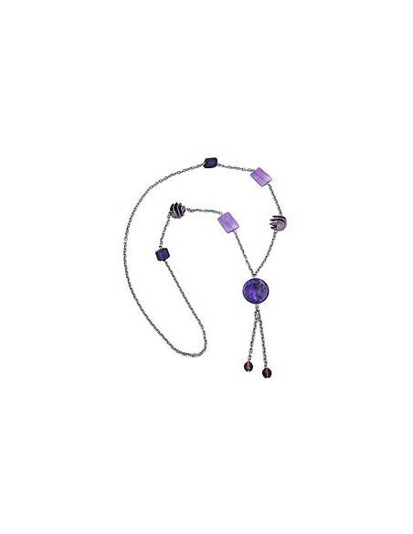 necklace beads lilac-lavender-gray 95cm
