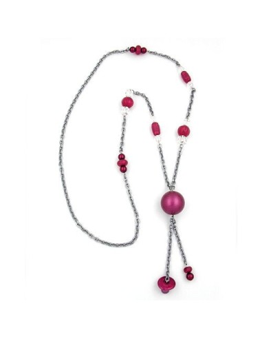 necklace pink-grey beads 95cm