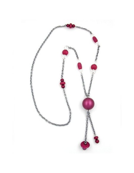 necklace pink-grey beads 95cm
