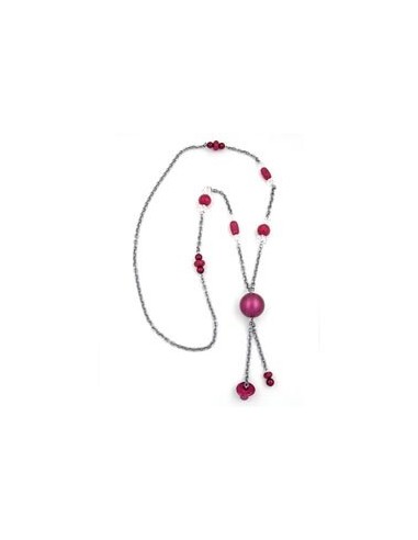 necklace pink-grey beads 95cm
