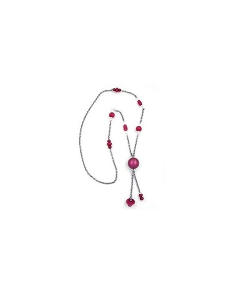 necklace pink-grey beads 95cm