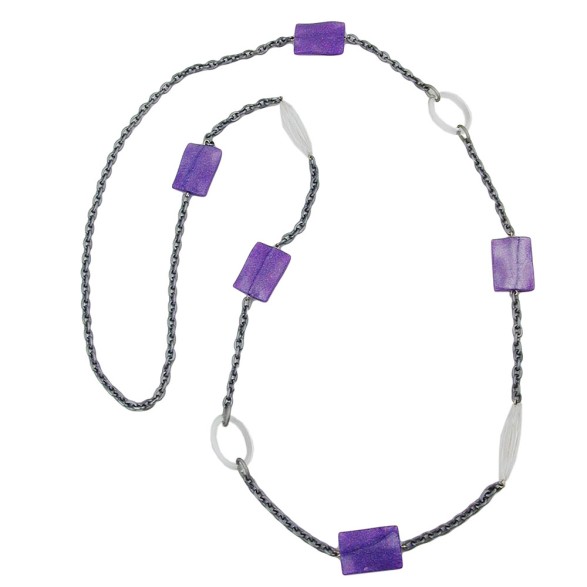 necklace pillow lavender-silver crystal 100cm