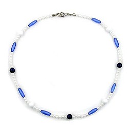 necklace beads blue/white