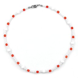 necklace beads red/white