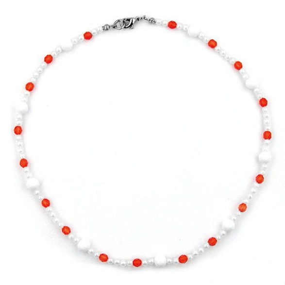 necklace beads red/white